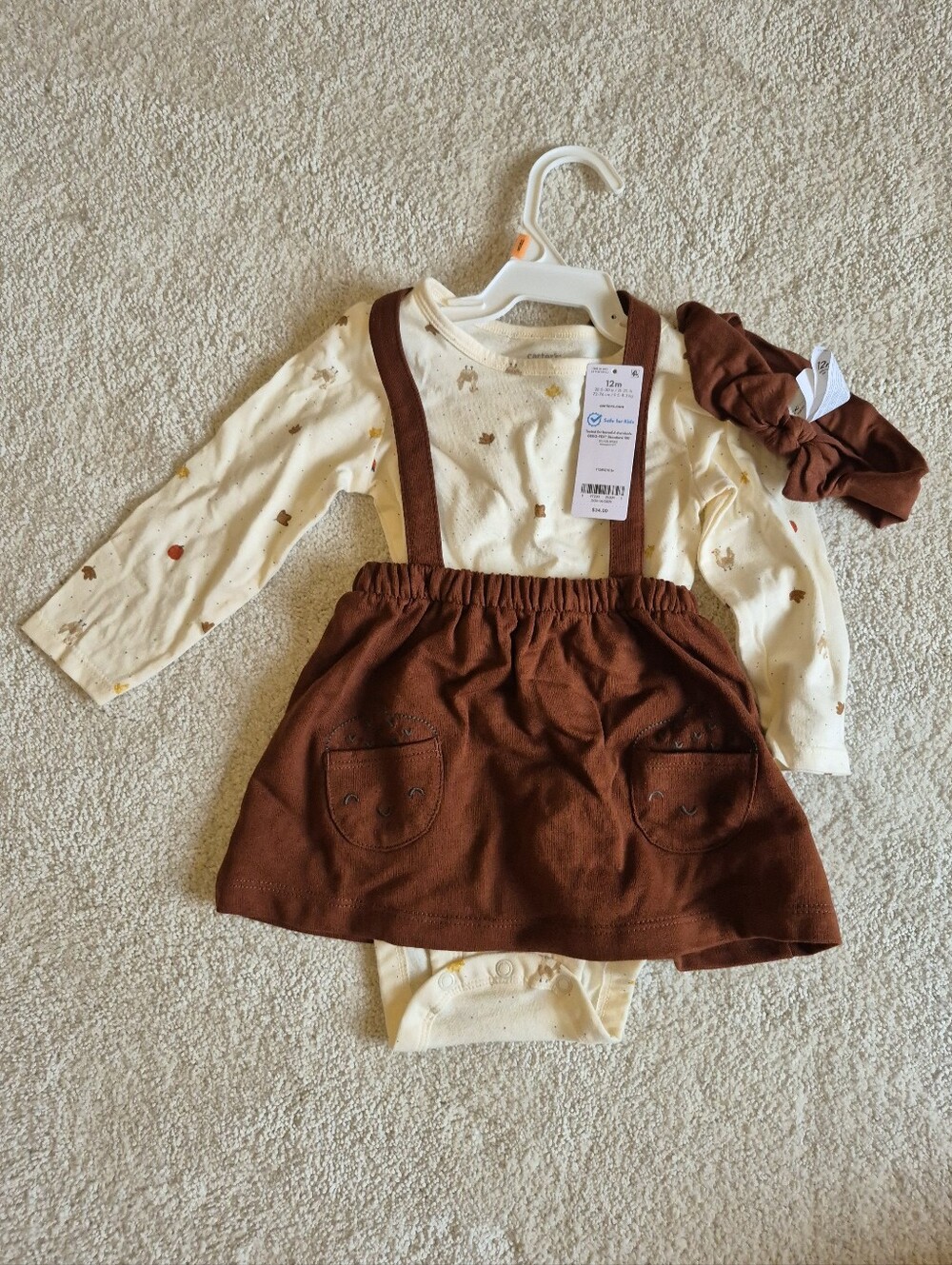 3-pc. Thanksgiving Print Dress & Headband Set
